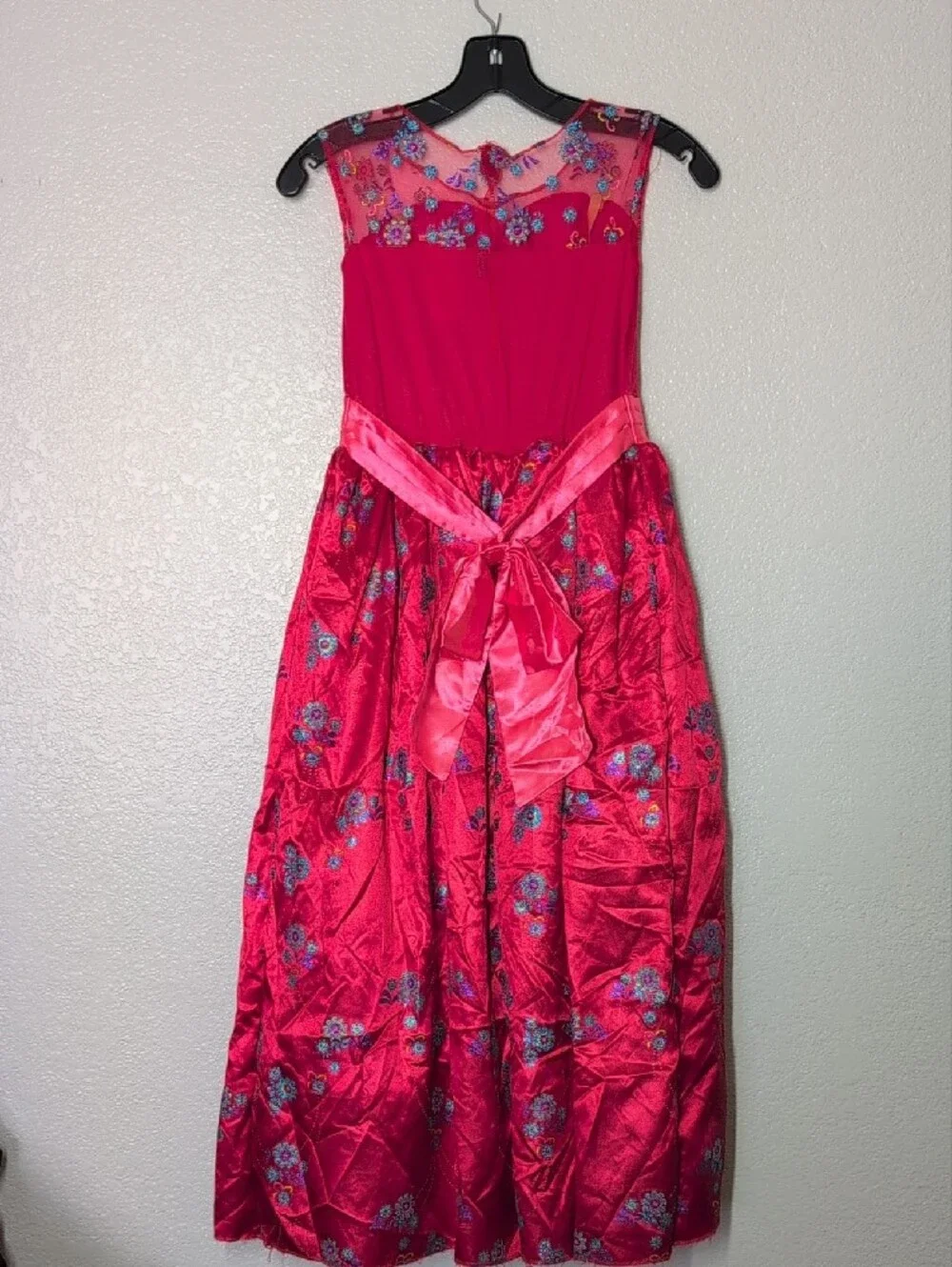 Disney Elena Of Avalor Girls' Floral High-Low Costume Princess Dress - Red